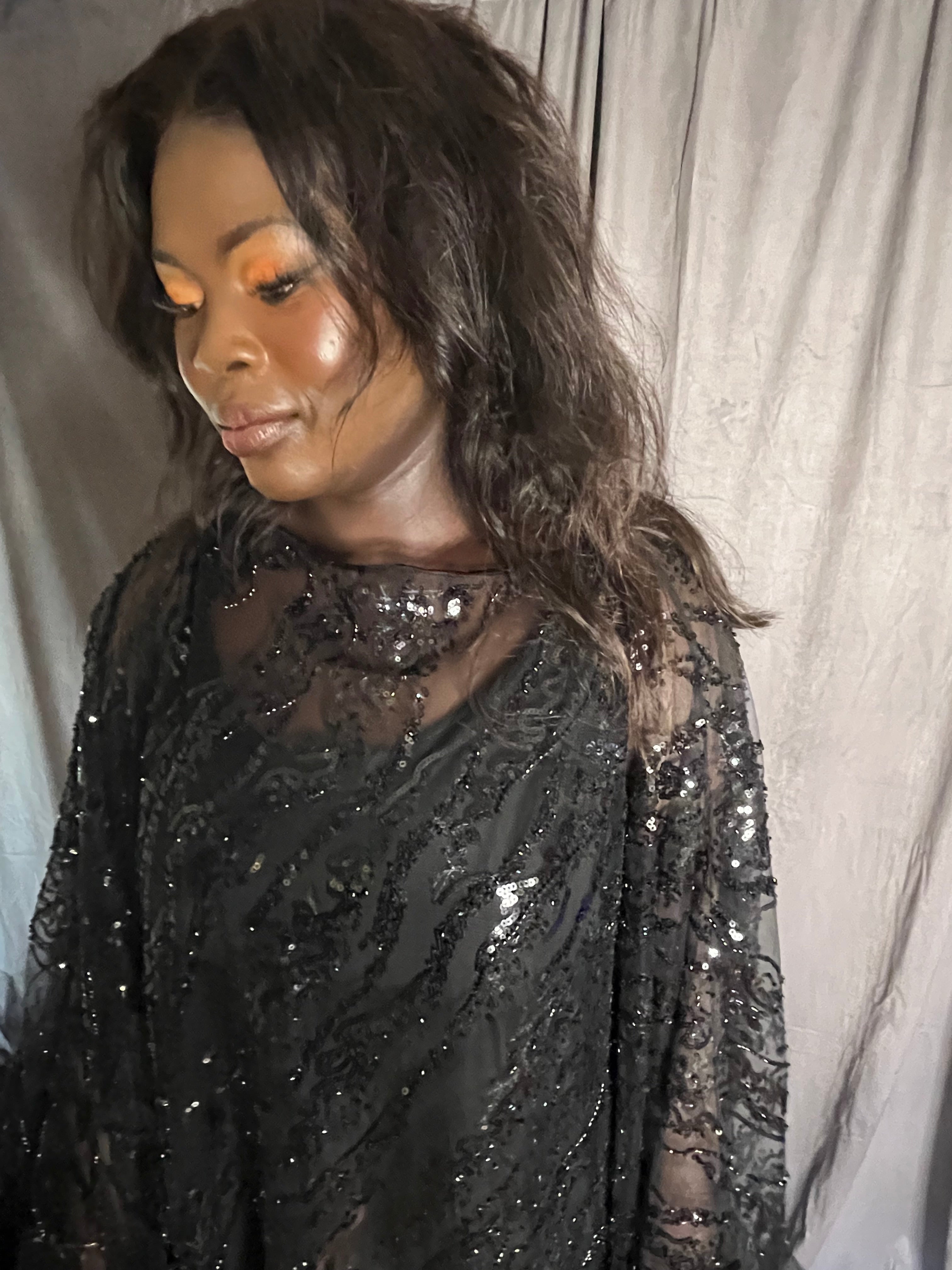 Beaded Tulle Overlay