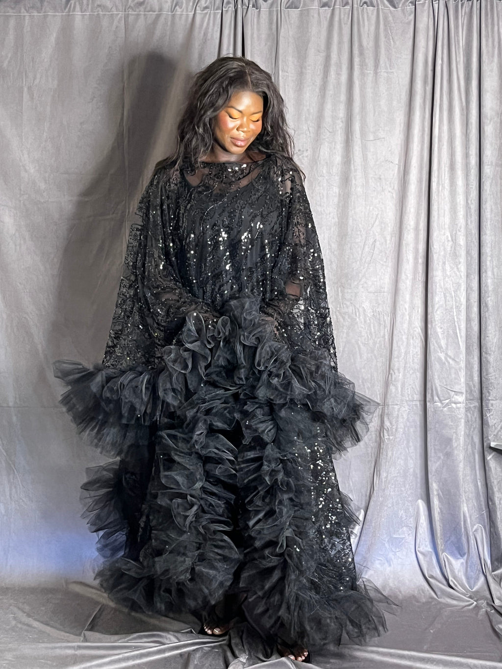 Beaded Tulle Overlay