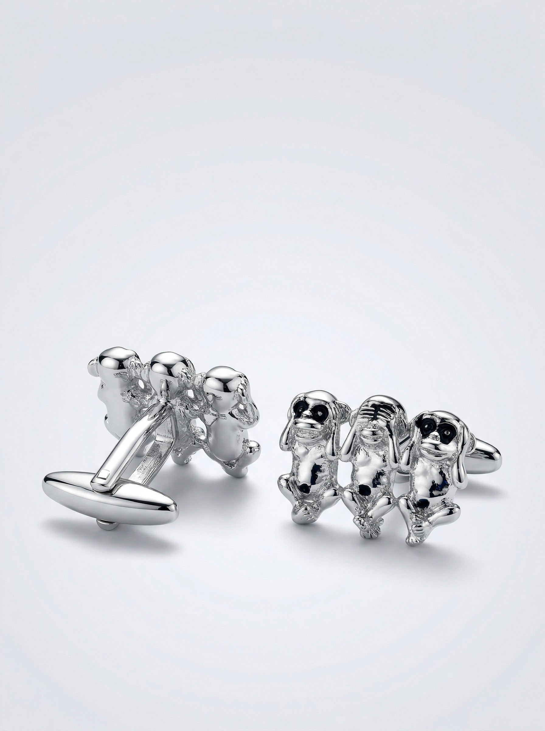 MP 3 Monkeys Cufflinks - Silver