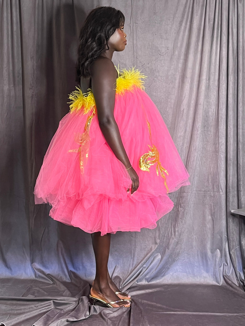 Feathers and Frou Frou Dress