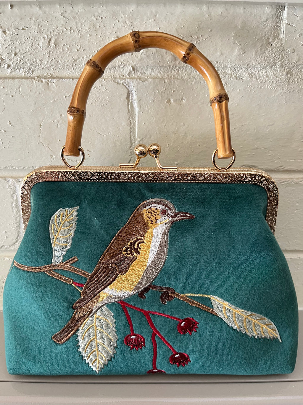 Brown Bird Kisslock Bag