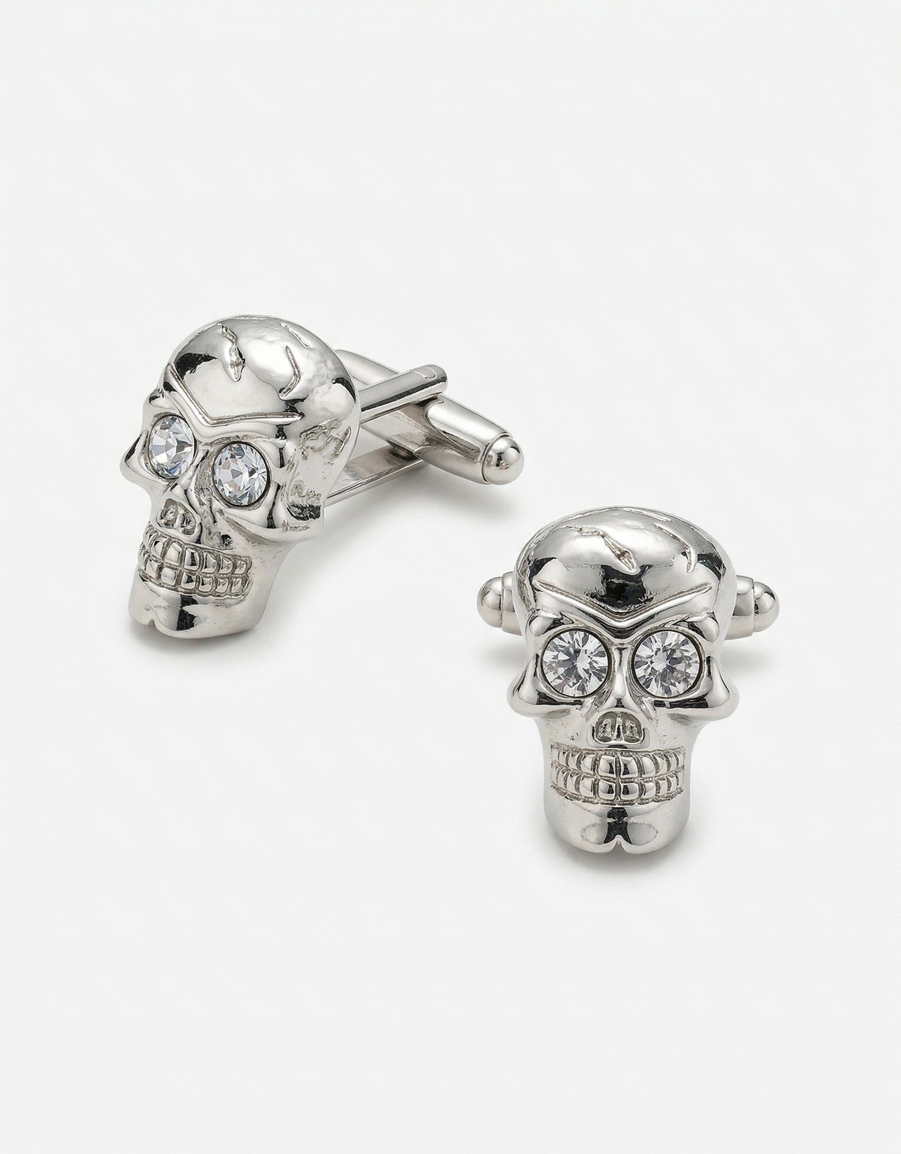 MP Crystal Eyed Skulls Cufflinks - Silver