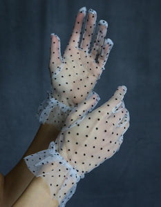 Seiden Tull Gloves White